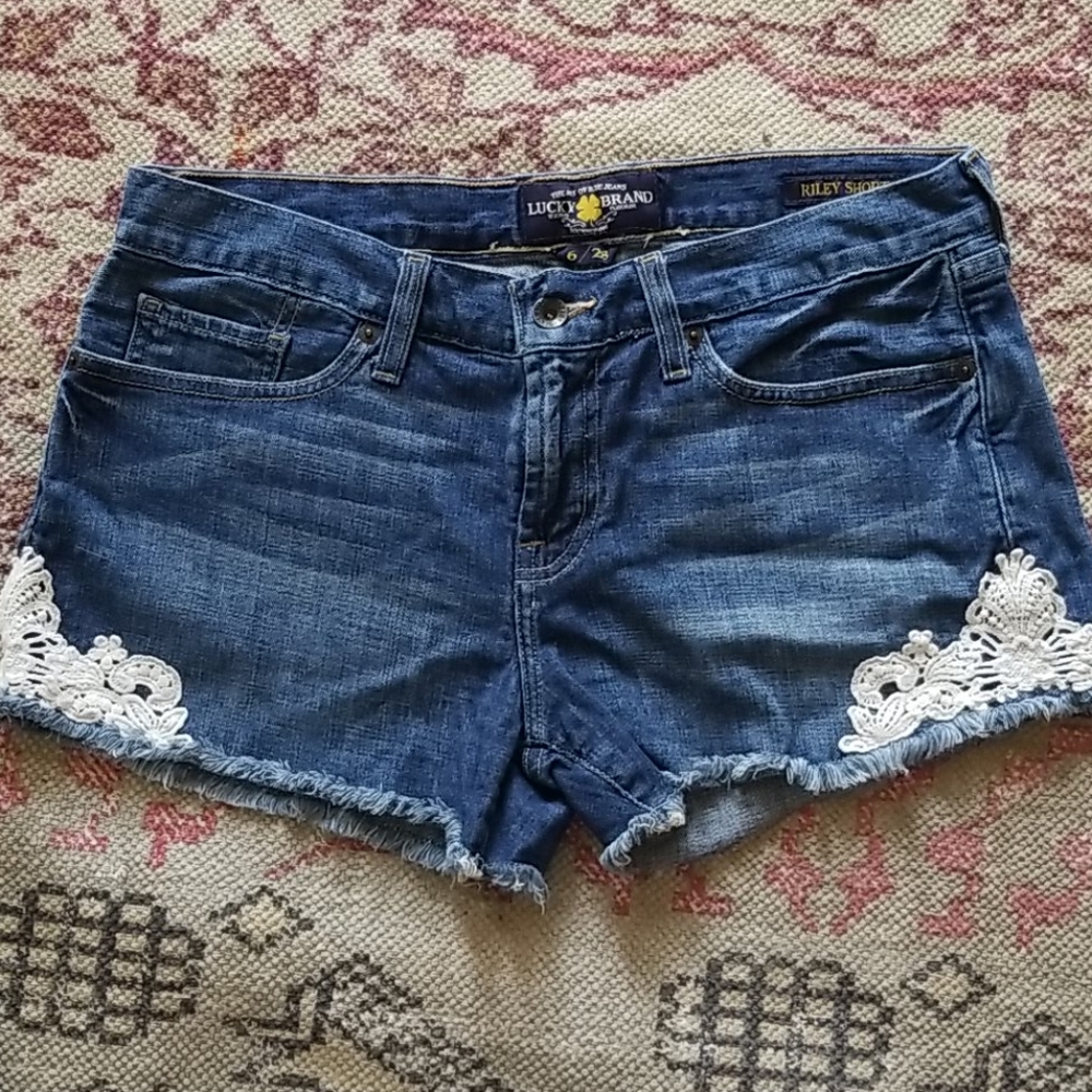 Lucky brand riley lace denim short